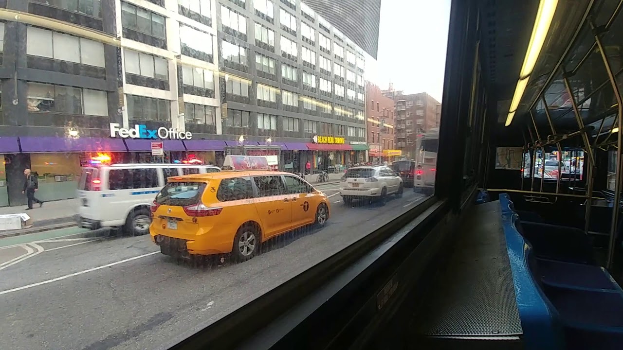 NYCT M55 Express Bus Ride via West Side Highway: Orion VII Hybrid from Times Square to South Ferry