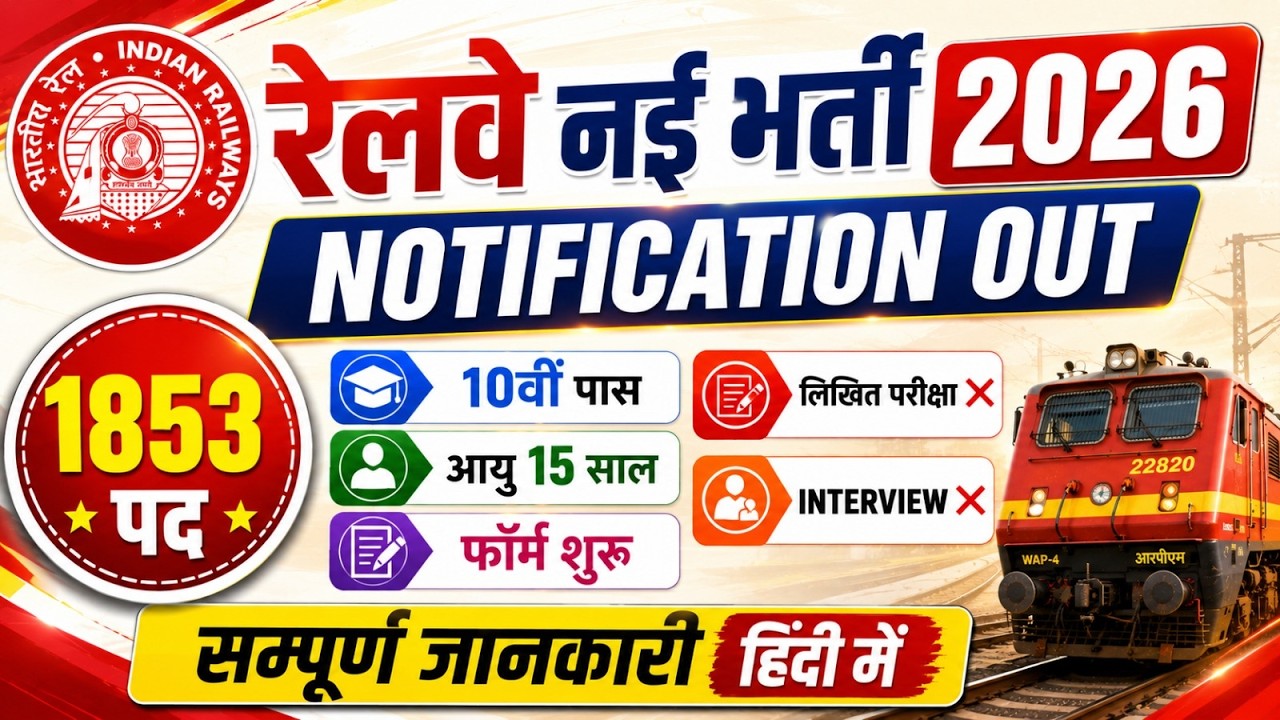 Railway New Vacancy 2026 | Railway 10th Pass Jobs | सीधी भर्ती, No Exam, Form Date? | Full Details