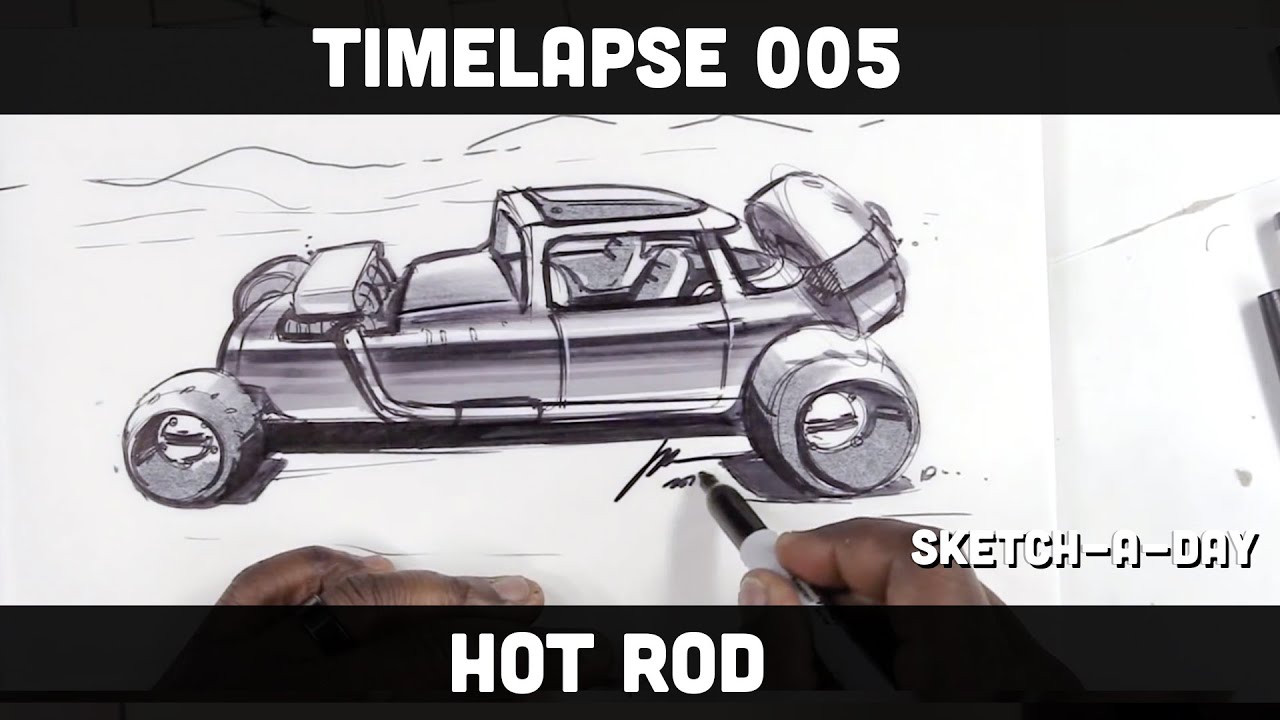 How to draw a Hot Rod in One Point Perspective (Bonus Video)