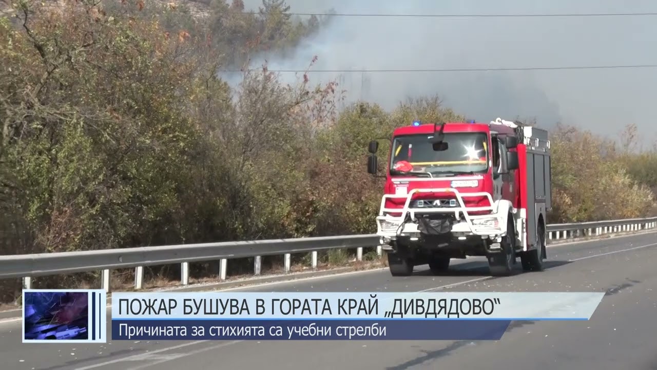 Пожар бушува в гората край „Дивдядово“