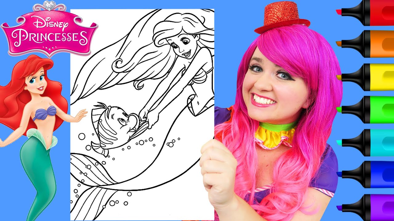How To Color Princess Ariel & Flounder | Markers
