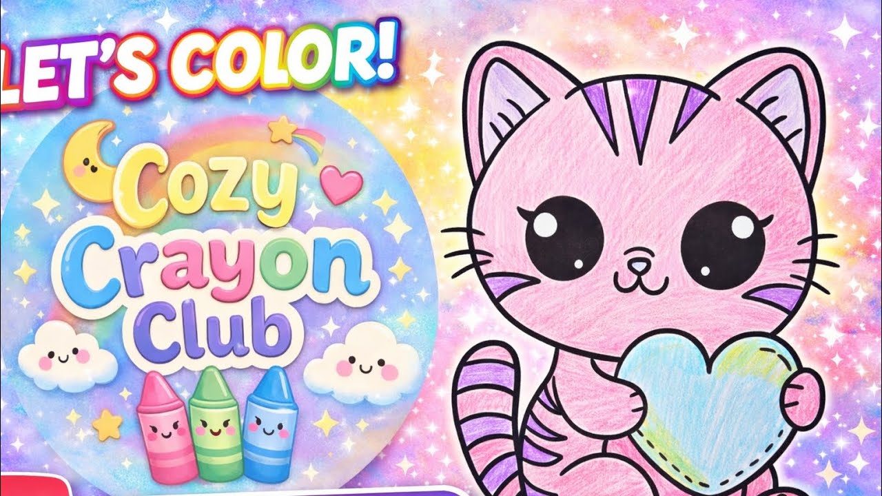 Cute Kitty Coloring Page 🐱💖 | Easy & Fun Coloring for Kids | Cozy Crayon Club