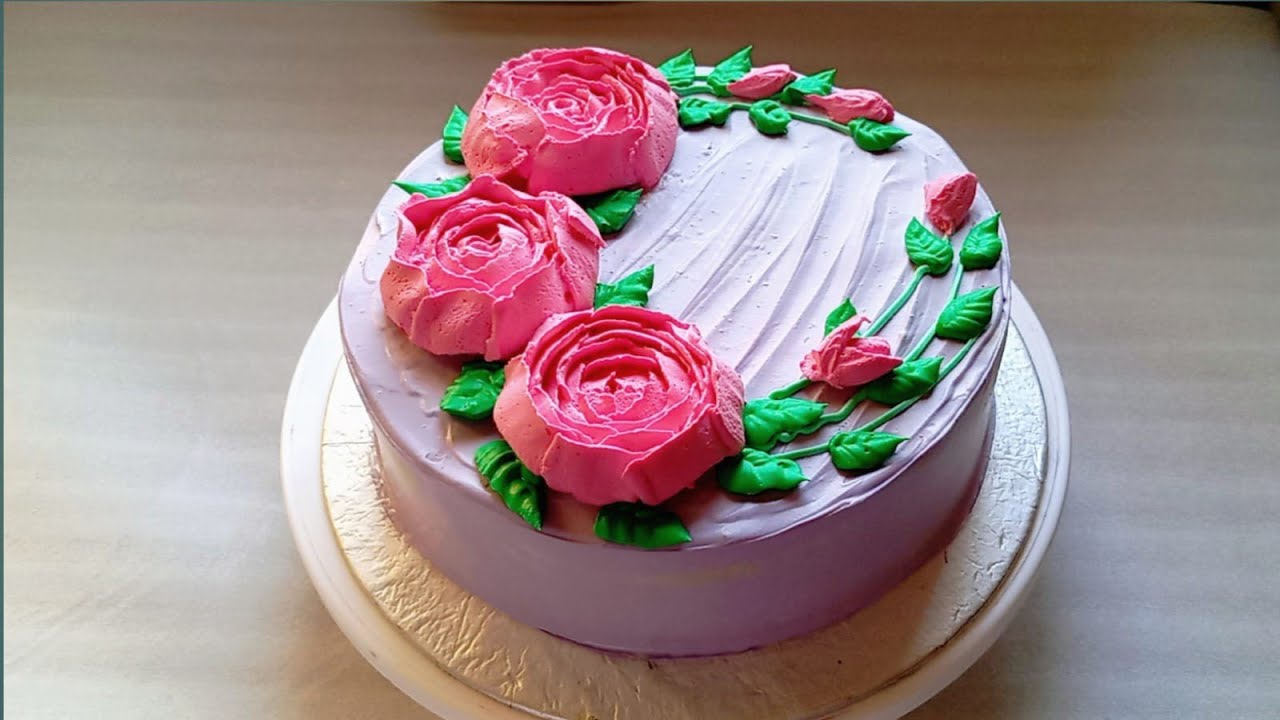 Beautiful Rose Cake | Easy Piping Ideas | Easy Cake Decoration | Simple Cake Design For Beginners