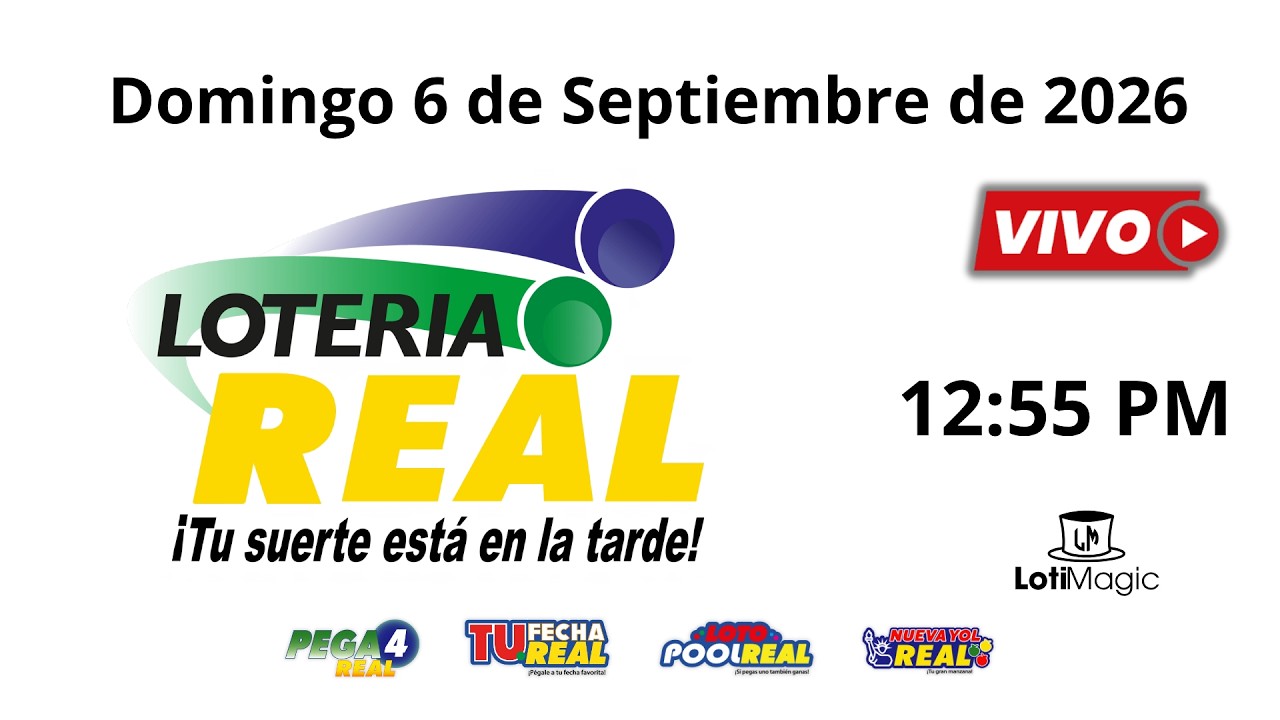 Loter&iacute;a Real EN VIVO 🔴 | Domingo 6 de Septiembre de 2026 - 12:55 PM | Resultados de Hoy