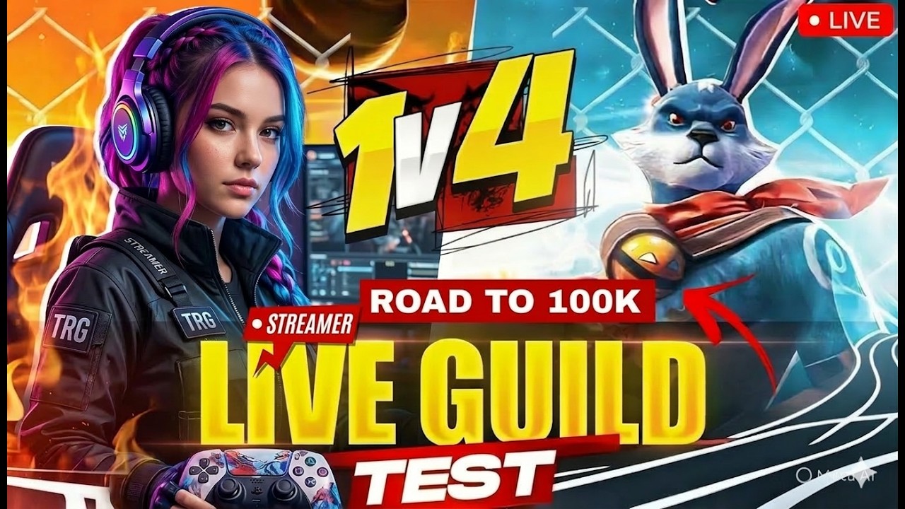FF LIVE TOP 1 GUILD TEST 1 VS 4 | ROAD TO 100K ON LIVE | LIVE GUILD TESTING#fflive #girllive #ffgirl