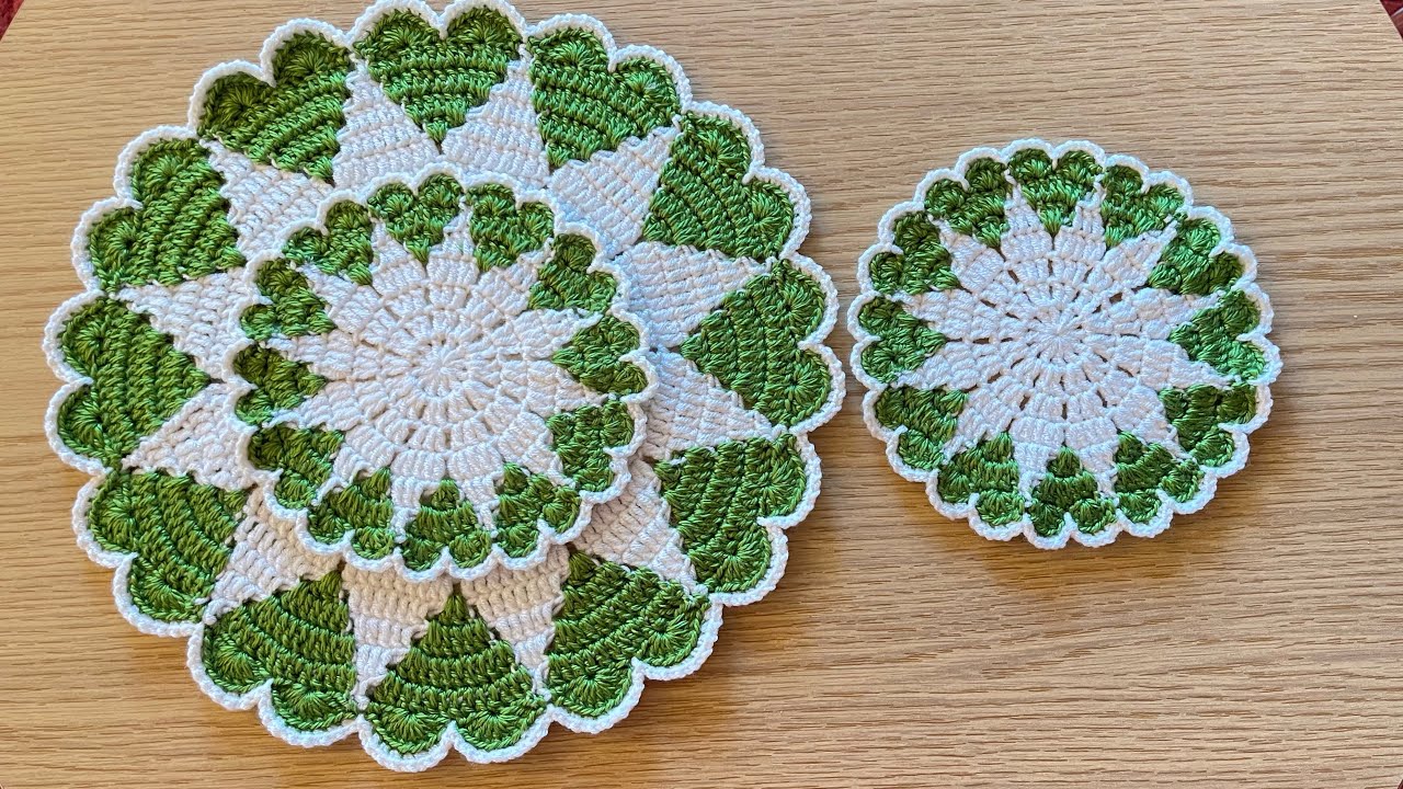 طريقة عمل مفرش / كوستر كروشيه دائري بطريقة تناسب المبتدئين How to crochet co #crochet-Marwa #coaster