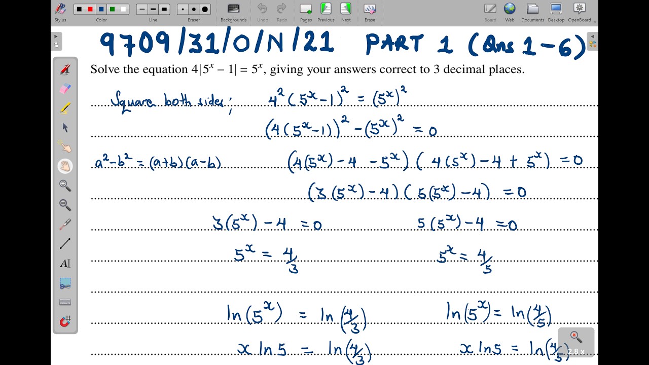 9709/31/O/N/21 - PART 1 (QNS 1 - 6) | A LEVEL PURE MATHEMATICS 3 PAPER 31 OCT/NOV 2021