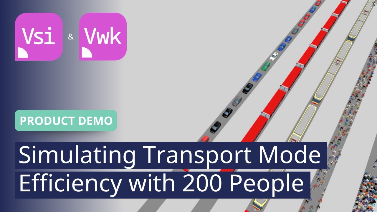 Simulating Transport Mode Efficiency with 200 People | PTV Vissim & Viswalk | Product Demo