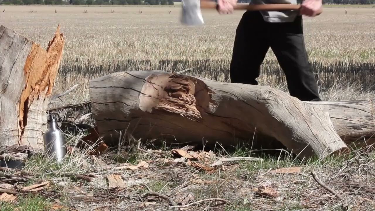Vintage Kelly Dandenong Axe vs Big Snow Gum Log
