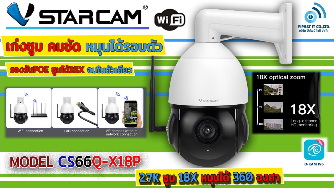 ซูม 18เท่า ชัด 4M ขนาดภาพ 1520P 2.7K หมุนได้ไม่ติดขอบ 360องศา กับกล้องVstarcam CS66Q-X18P รองรับ POE