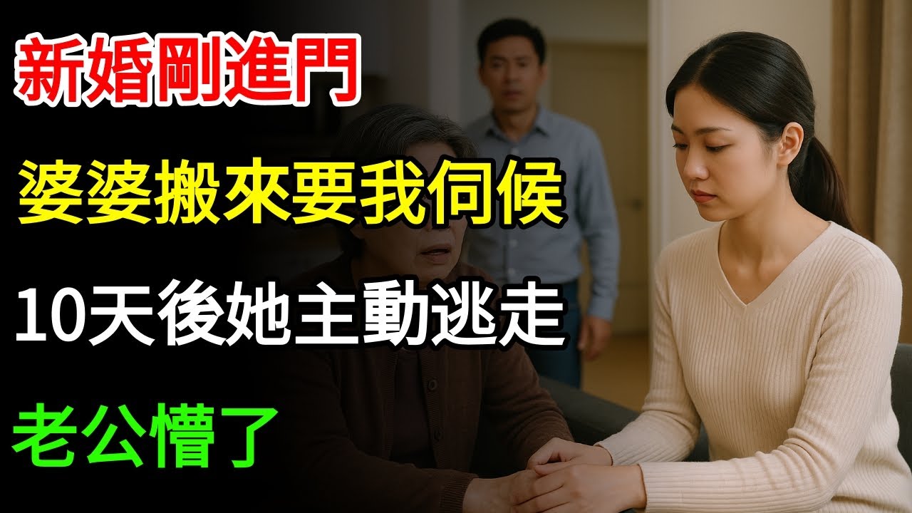 新婚剛進門，婆婆搬來要我伺候，我默默順從，10天後她主動逃走，老公懵了