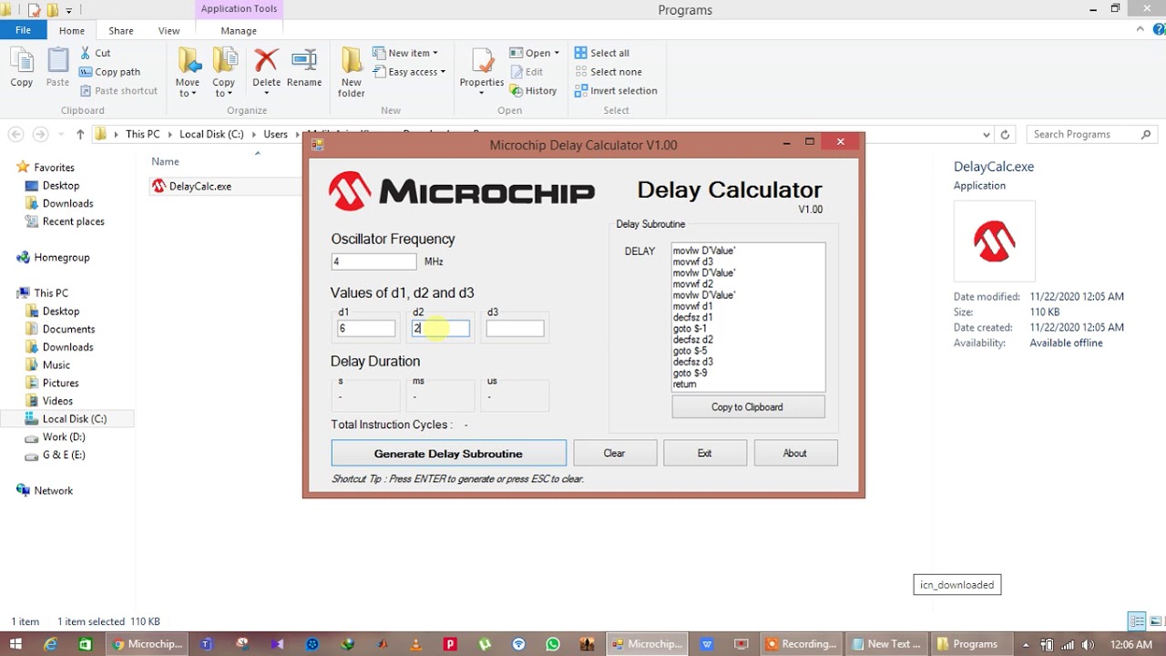 Assembly Language easy way to calculate Delay(MP LAB) PIC18F452