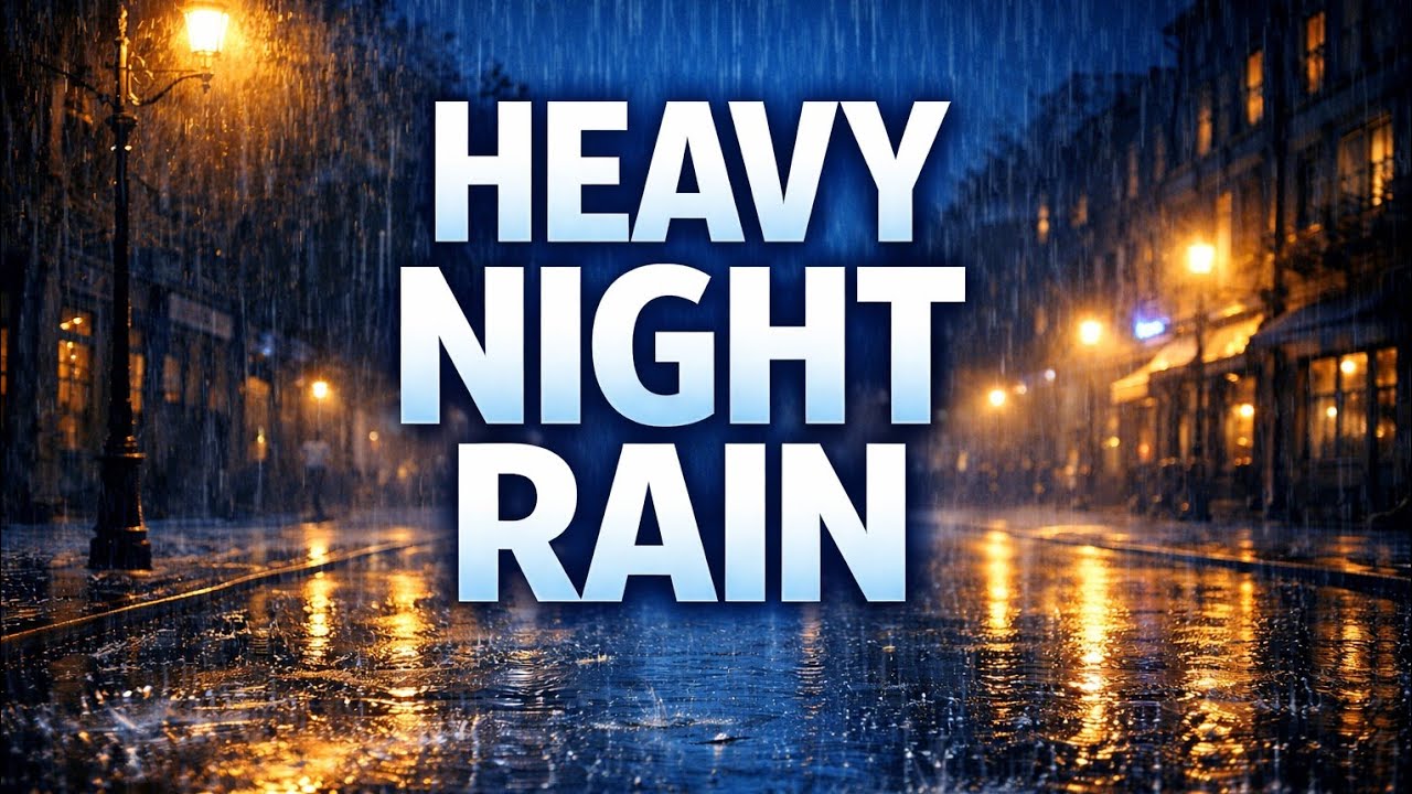 Heavy Rain at Night on Quiet City Street 🌧️ 1 Hour 4K Relaxing Rain Sounds for Sleep & Study