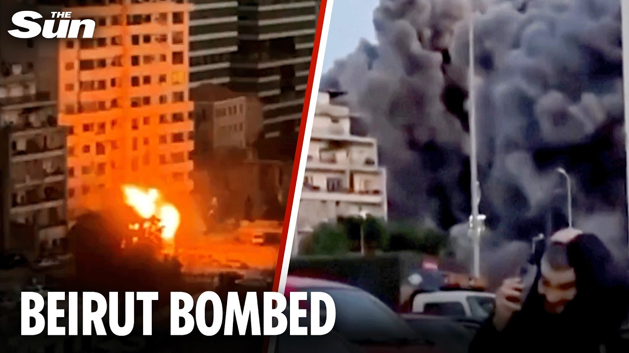 Moment Beirut apartments hit by Israeli rocket as block collapses into rubble in Lebanon's capital