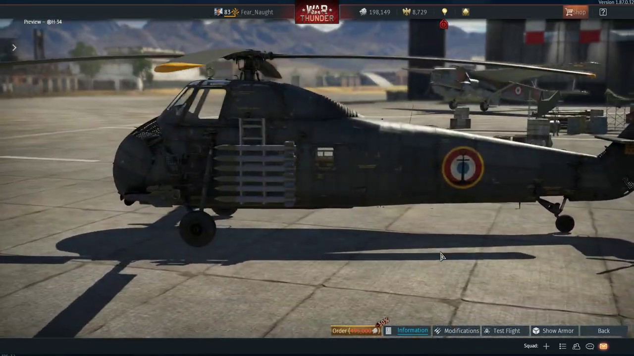H-34 Choctaw: Hanger View ( War Thunder update 1.87 