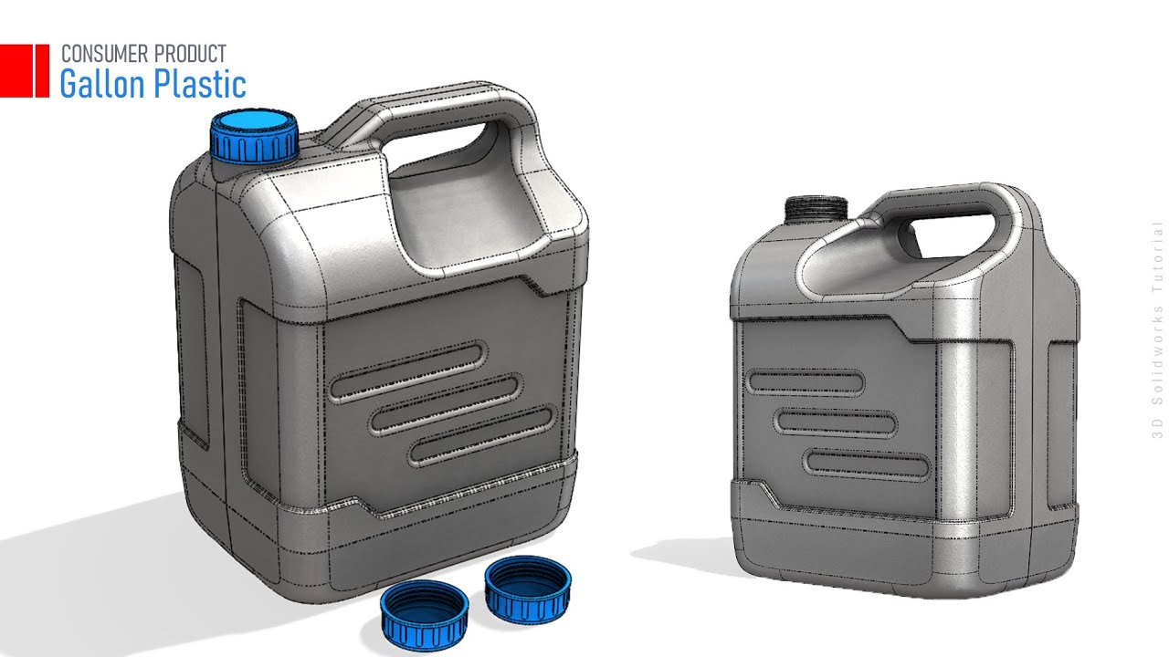 SOLIDWORKS TUTORIAL: How to make gallon plastic (Bottle)?