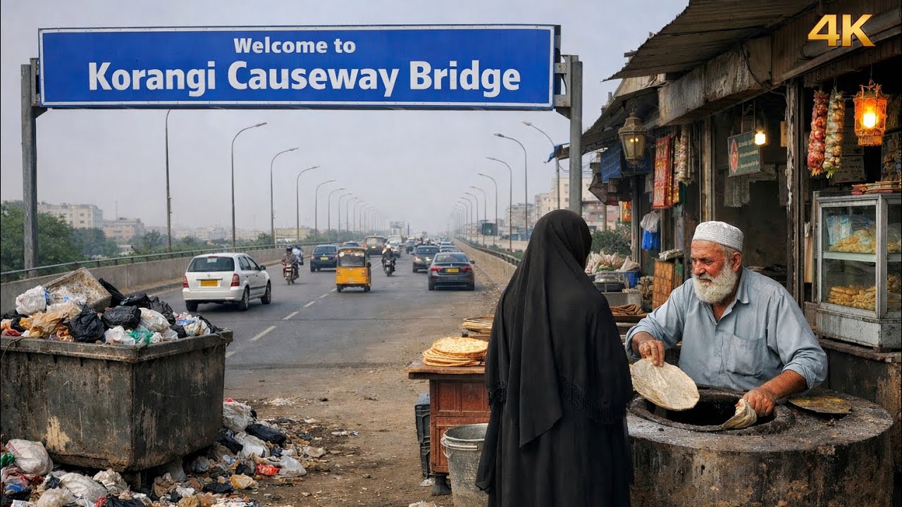Korangi Causeway Bridge - new construction road 4K drive Karachi🇵🇰