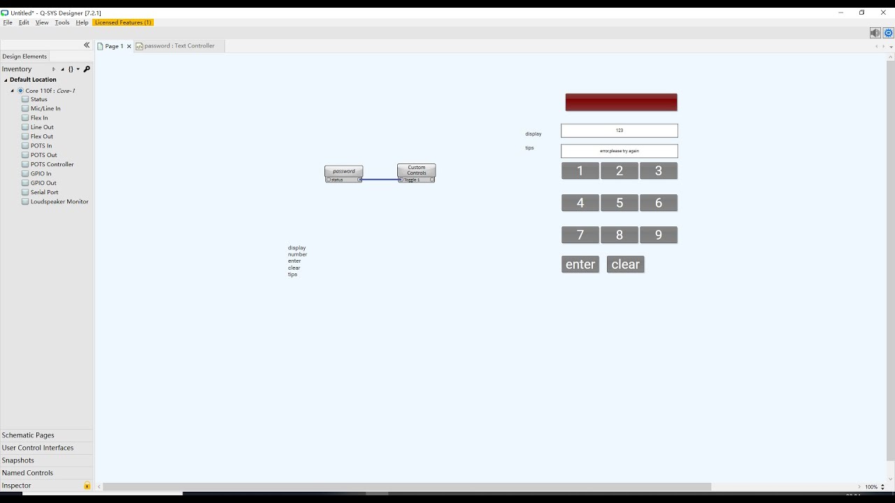 QSC designer set password