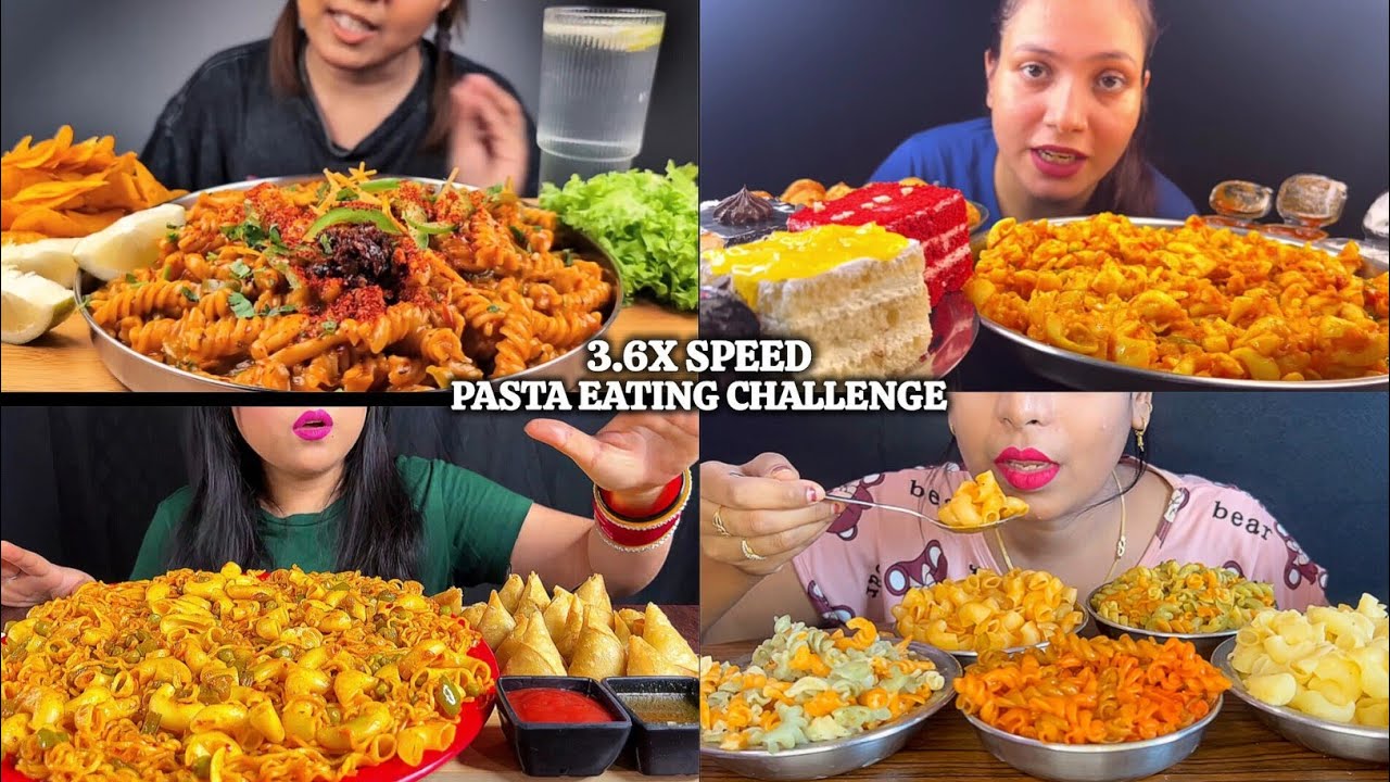 ASMR: Eating Pasta Eating Challenge 😍😋 Maggie and different types pasta cake 🍰 samosa Mukbang