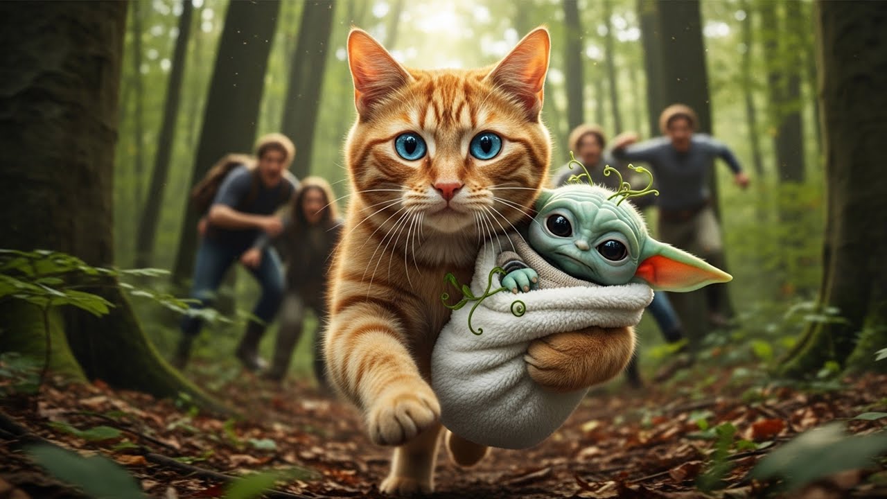 Mama Orange Cat Rescues Alien Baby from Forest | Heartwarming Sci-Fi Story #cat #orangecat 