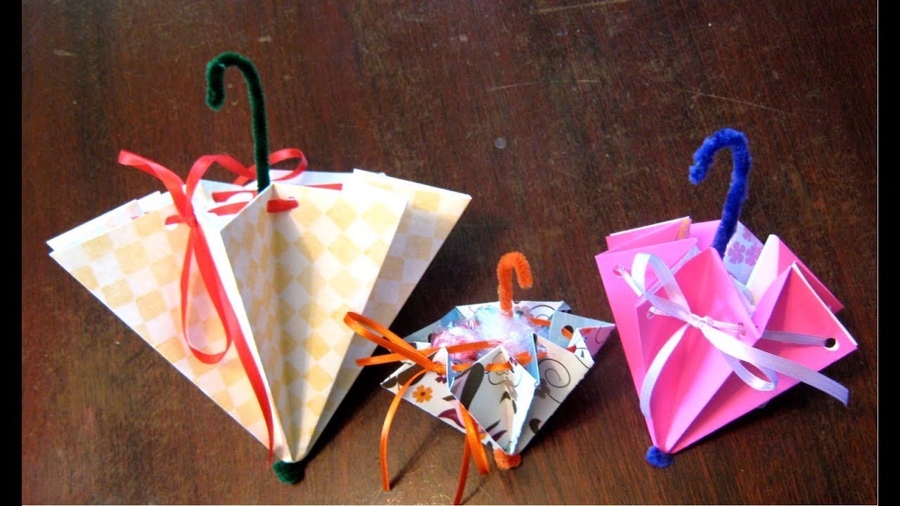 How to fold an umbrella for a wedding or baby shower or Mother's Day card