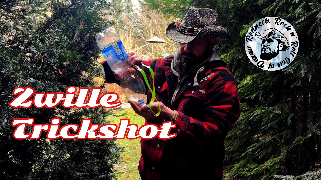 Neue Steinschleudern und neue Ziele im Test! Zwillen Trickshot in einen Flaschenhals auf ca.25 Meter