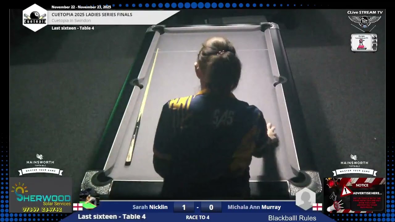 Cuetopia's Ladies Series Final 22 11 2025 Sarah Nicklin v Michala Ann Murray