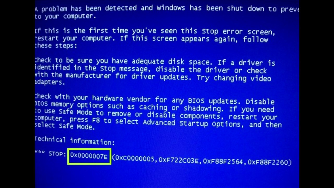 Исправление ошибки 0x0000007E в Windows 7