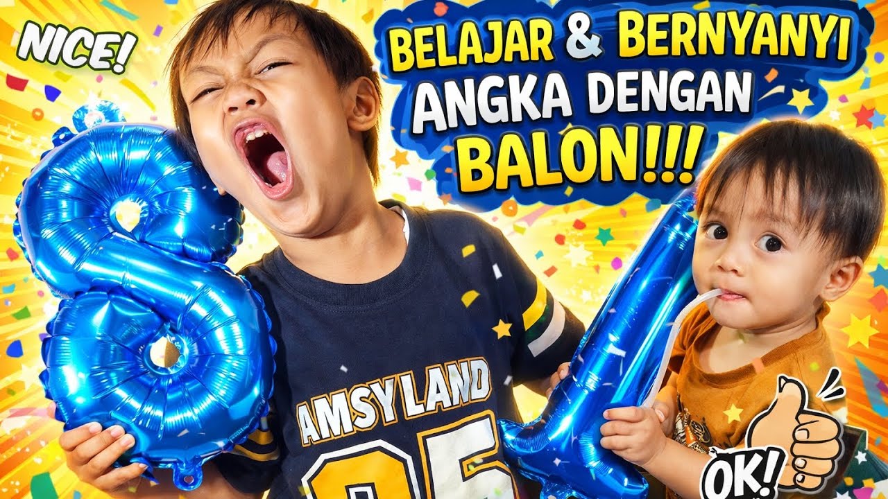 Belajar Angka Sambil Bernyanyi dengan Balon 🎈 | Azzam & Ahsan | Balon bentuk angka