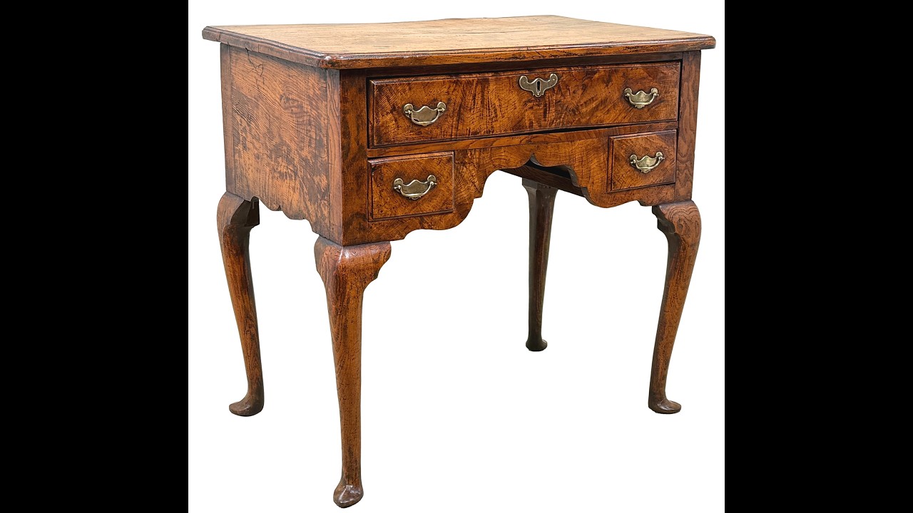 Rare 18th Century Quilted Elm Georgian Lowboy
