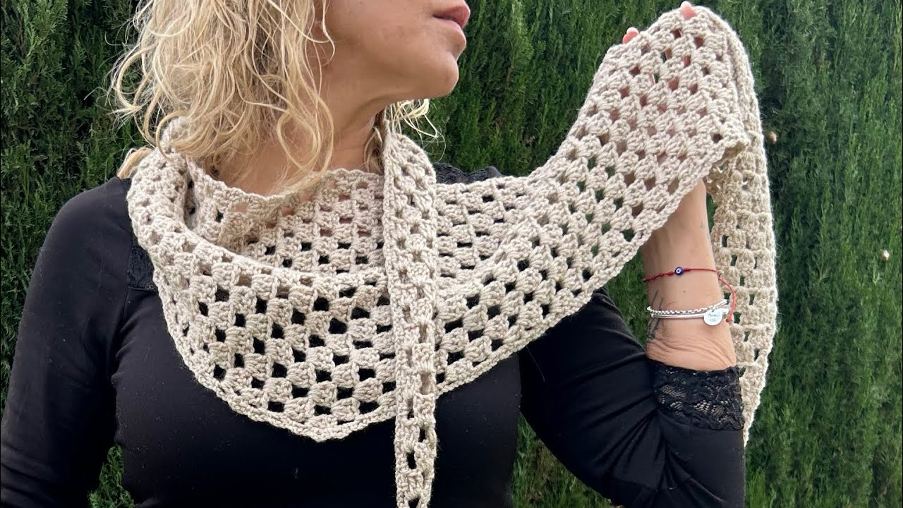 Chal / Cuello de lana tipo pañuelo..Muy fácil !!