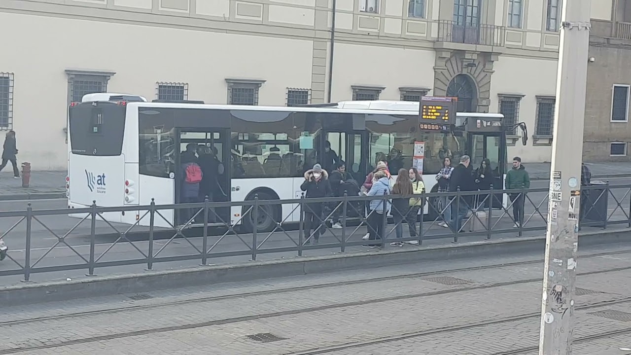 The transit buses in downtown Florence Italy.