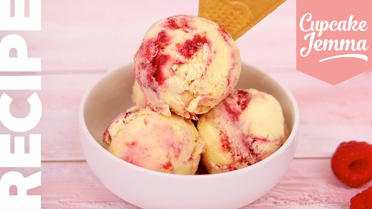 Super Quick Raspberry Ripple Soft Serve Ice Cream Recipe | Cupcake Jemma