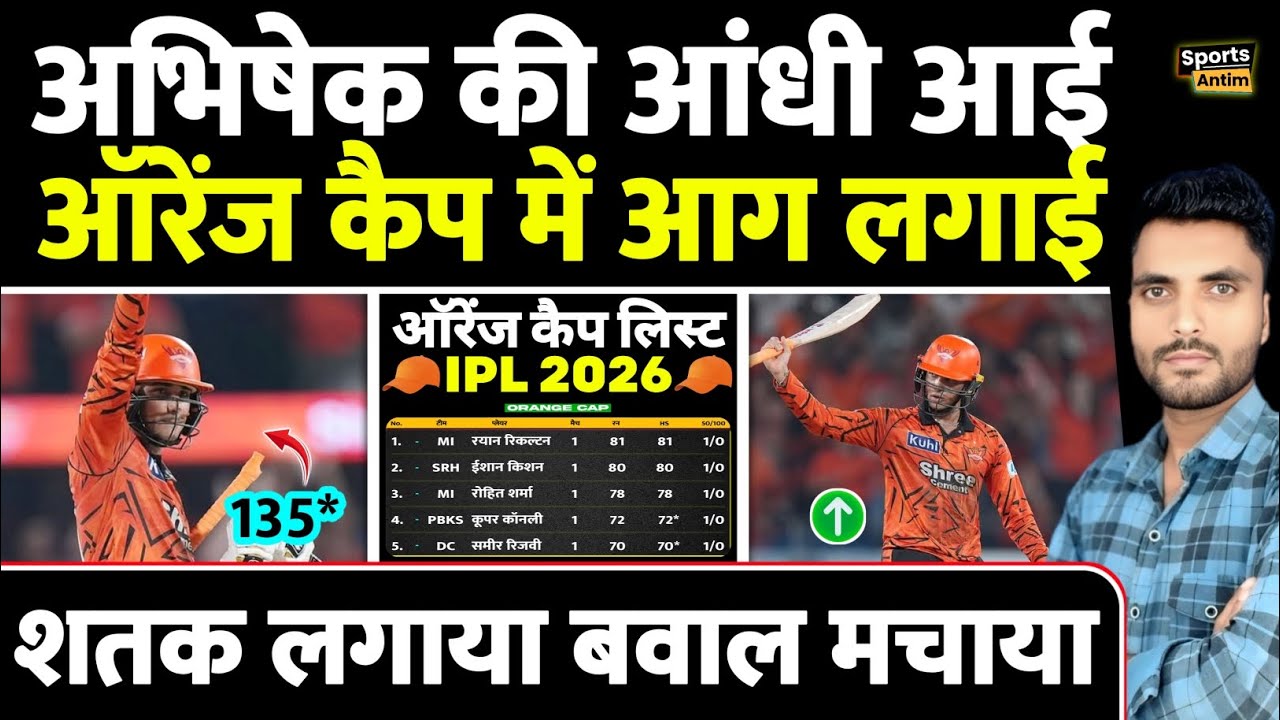 Abhishek Sharma की आंधी आई, Orange Cap List में आग लगाई | Orange Cap List IPL 2026 |
