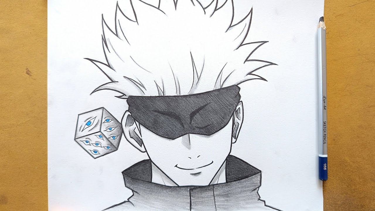 How to draw Gojo Satoru with Prison Realm || Easy anime drawing ideas for beginners