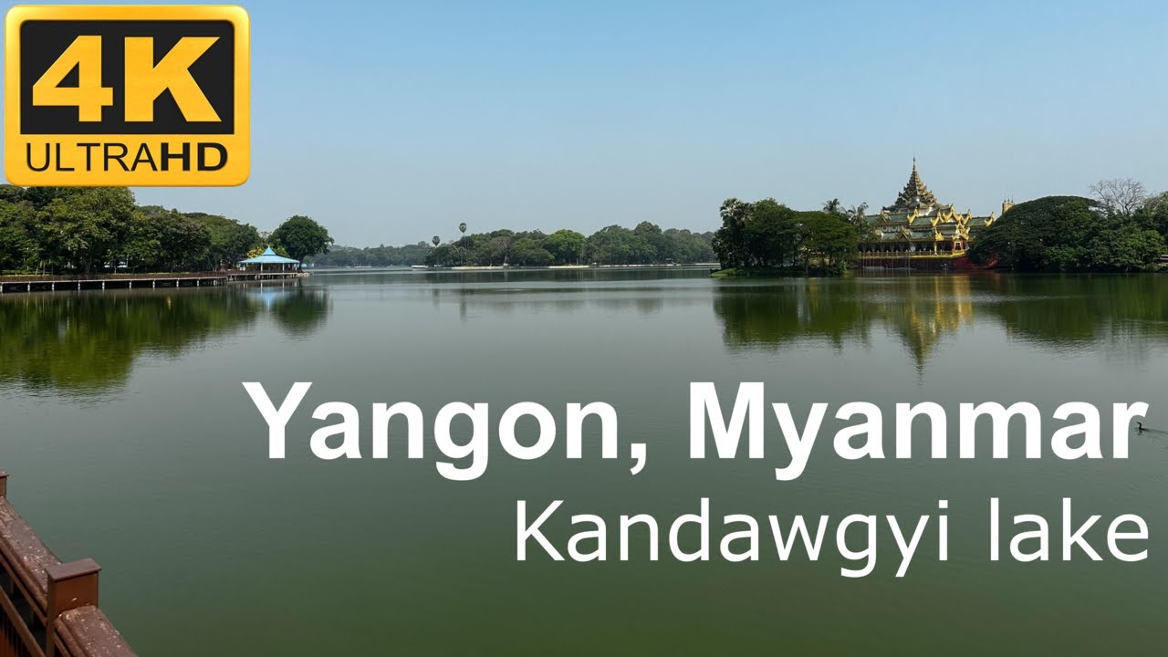 Ambient early morning walk along Kandawgyi lake | Yangon, Myanmar | 4K, 60FPS