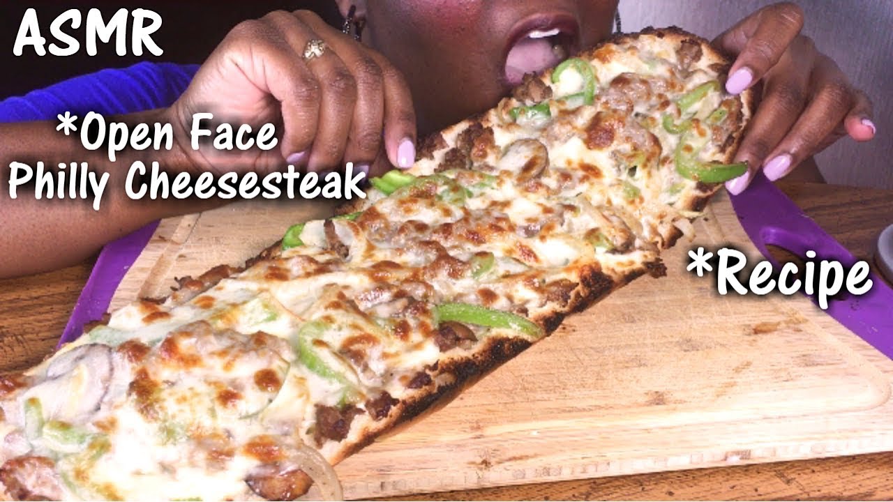 ASMR Open Face PHILLY CHEESESTEAK 🧀🥩 EASY RECIPE and EATING SOUNDS