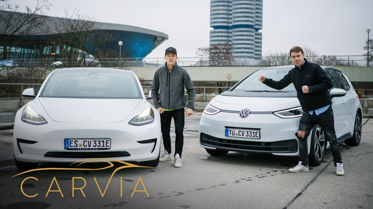 Tesla Model 3 2021 vs VW ID3 Pro Performance im Brüderduell  | CarVia