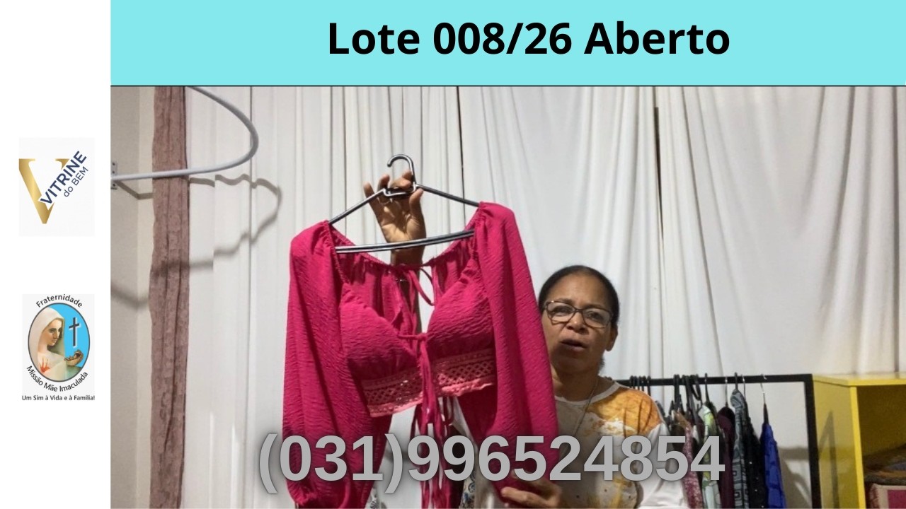 LOTE ABERTO 008/26. Você vê todas as peças e não compra no 
