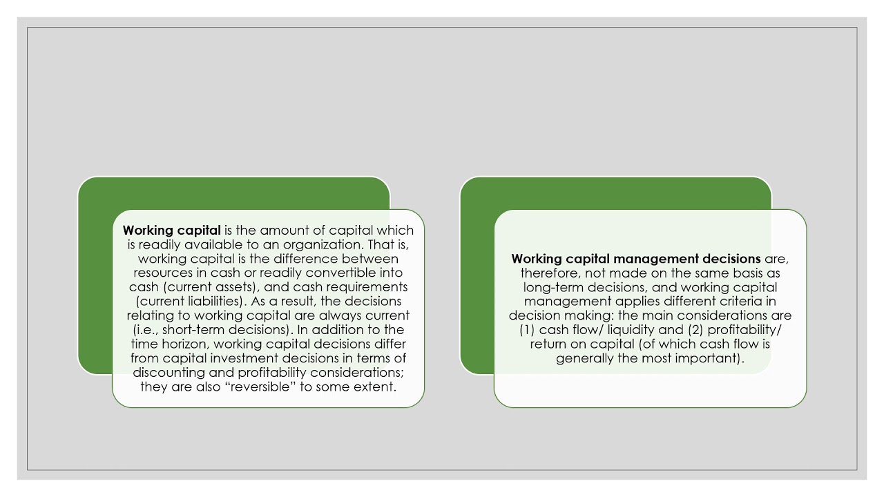 WORKING CAPITAL AND THE FINACIAL DECISION