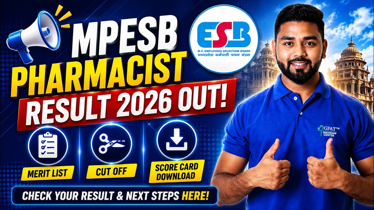 MPESB Pharmacist Result 2026 Out | Merit List | Cut Off | Score Card Download #result