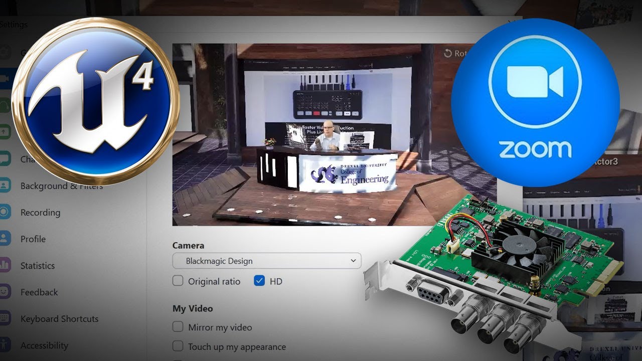 Unreal for Zoom w/DeckLink, ATEM Mini & NDI