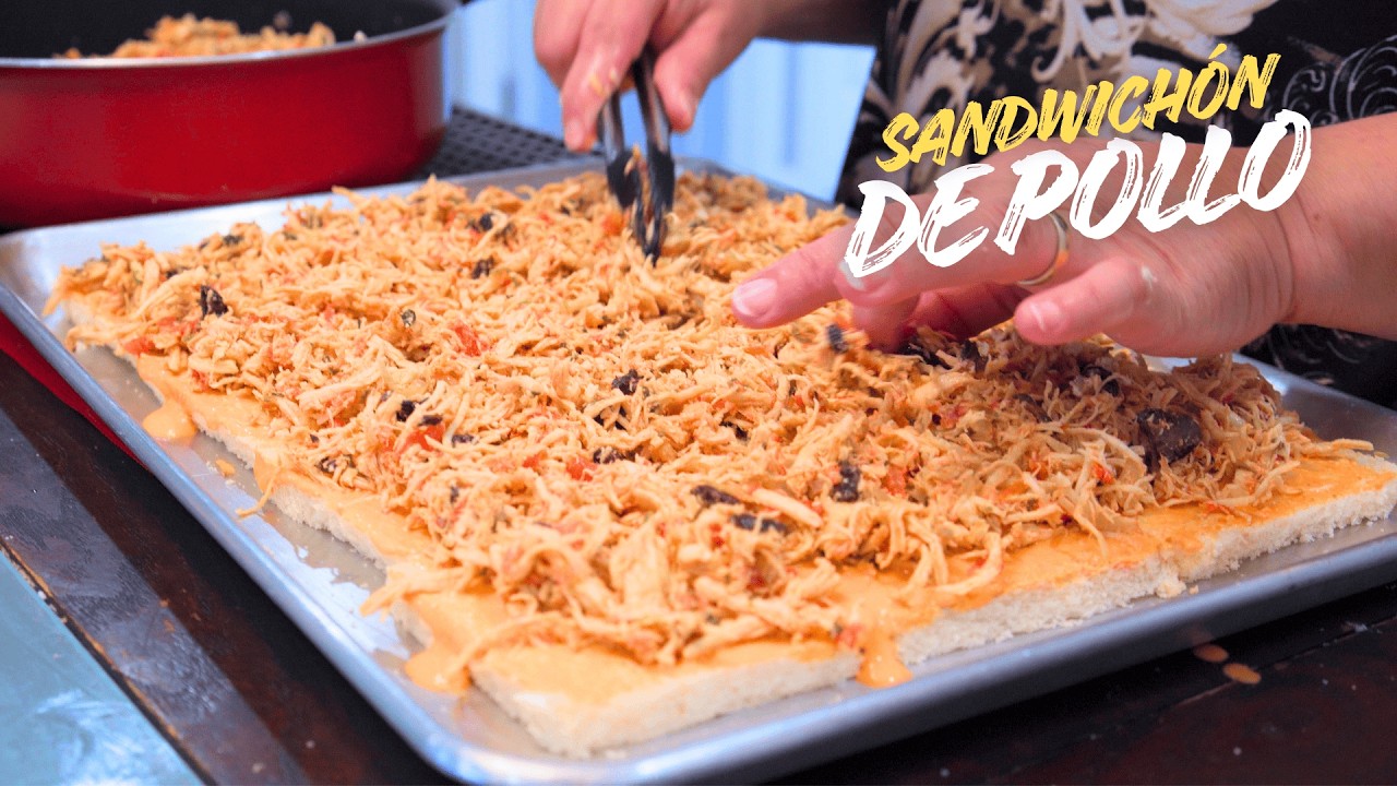 SANDWICHÓN RELLENO DE POLLO (ESPECIAL PARA FIESTAS) - RECETA SÚPER FÁCIL, RÁPIDA Y DELICIOSA