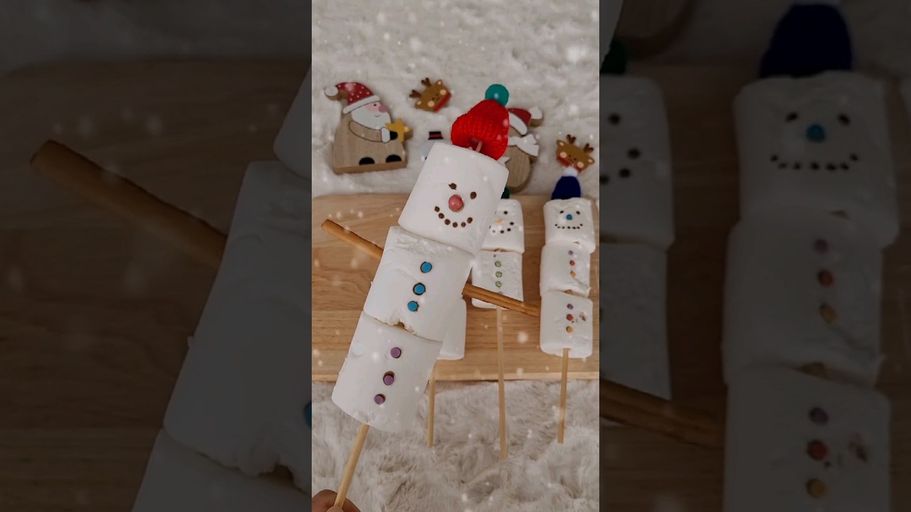 마시멜로 눈사람 만들기⛄️ 여러분 메리 크리스마스 되세요💘 