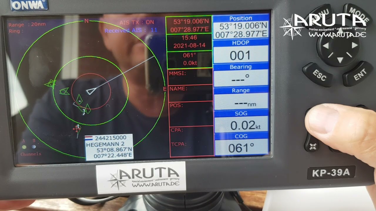 Empfangtest an AIS Transponder Chartplotter Kartenplotter GPS Navigator Combo ONWA KP 39A www aruta