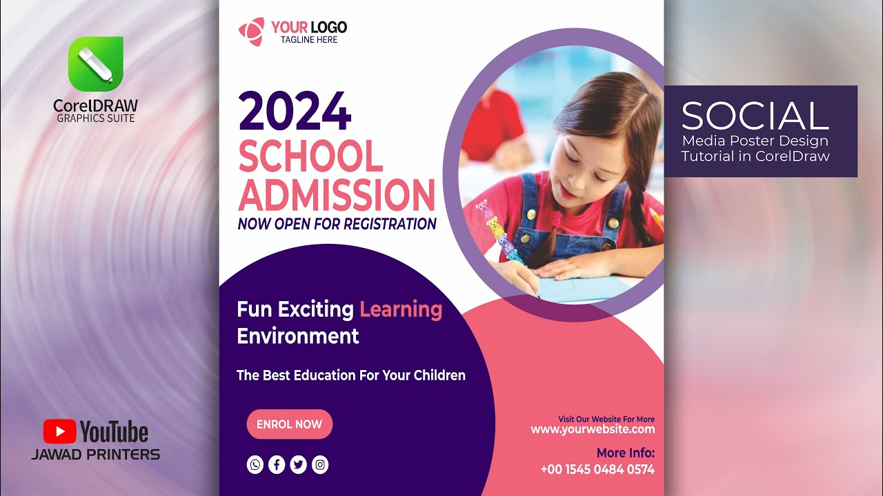 School Admission Poster | CorelDraw Tutorial | Social Media Post  @jawadprinters