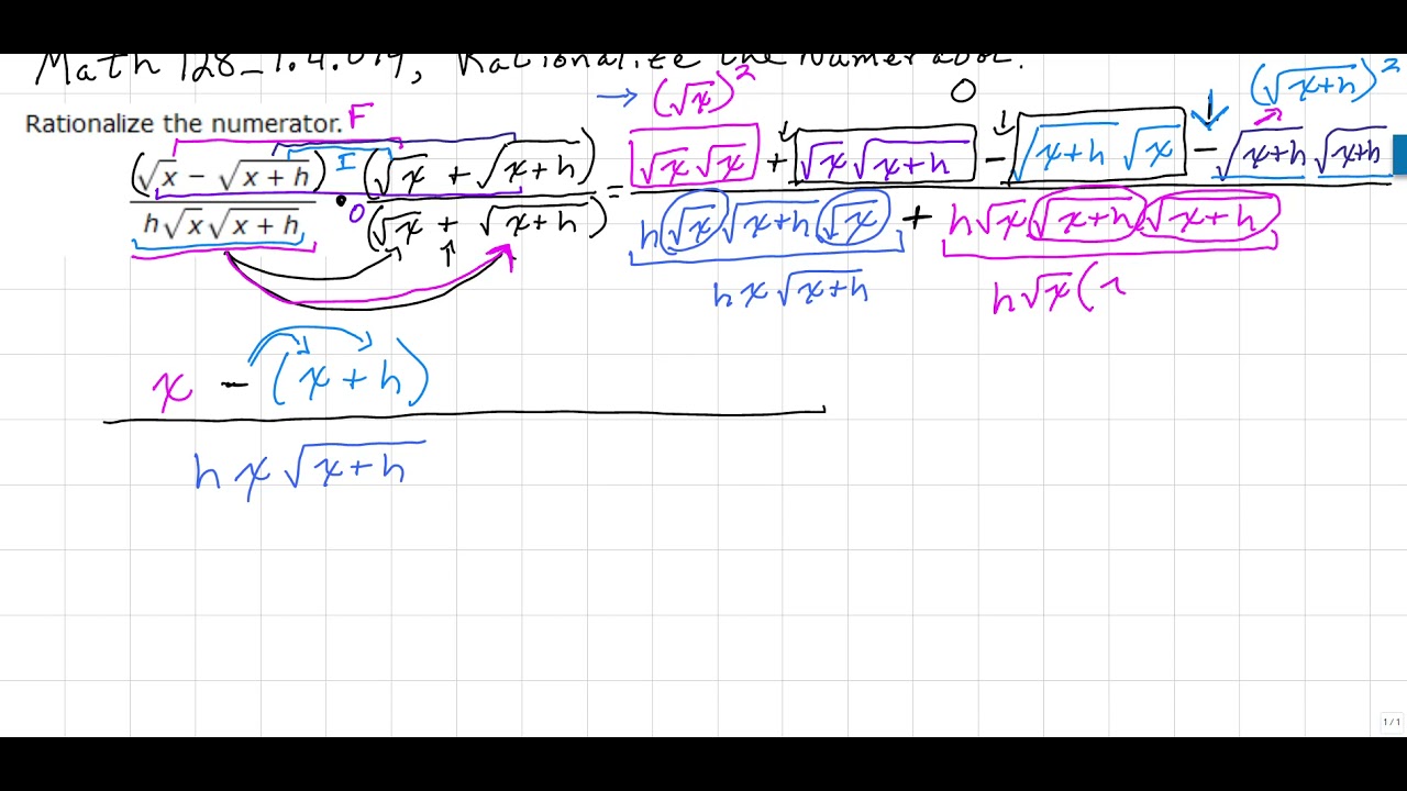 Math 128-1.04.094, Rationalize the Numerator