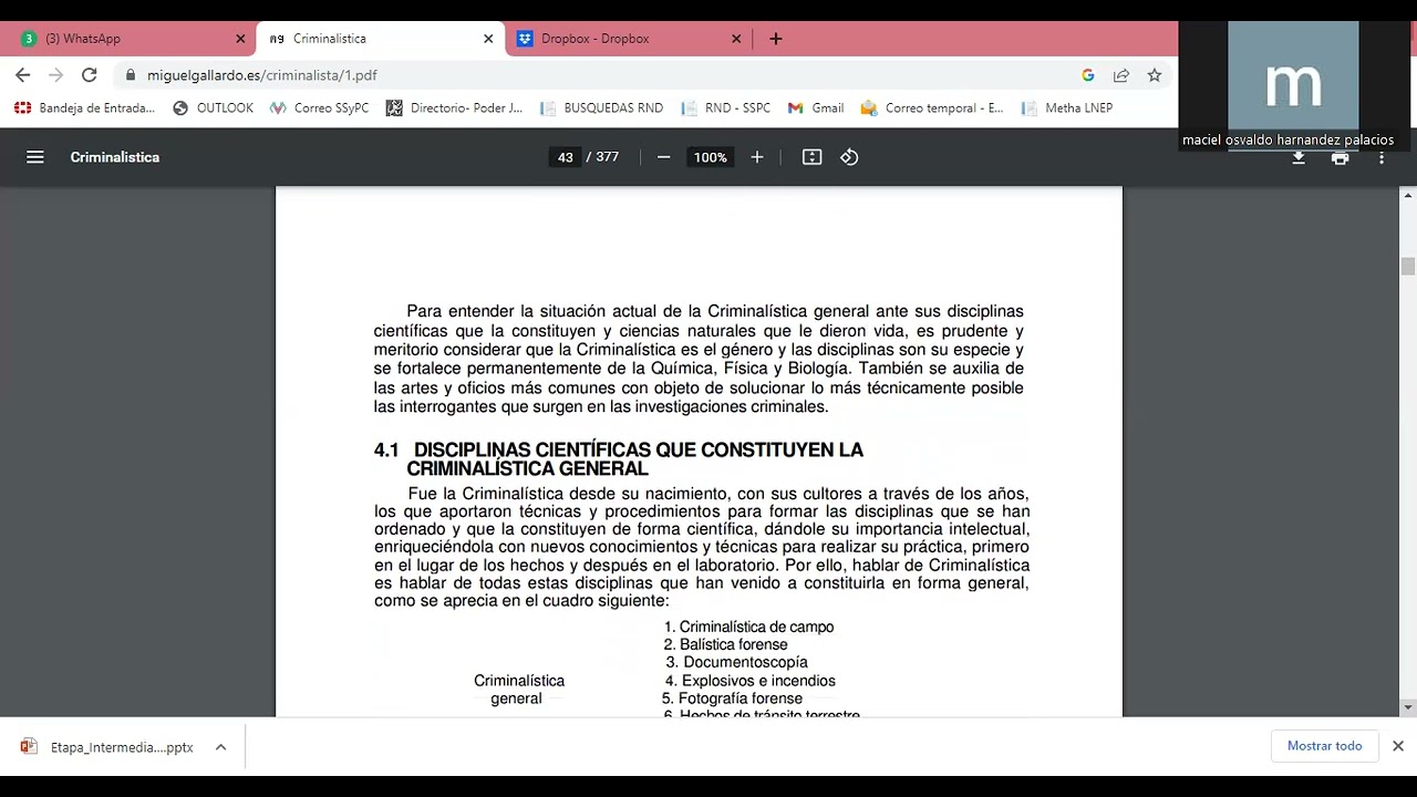 primera clase de criminalistica