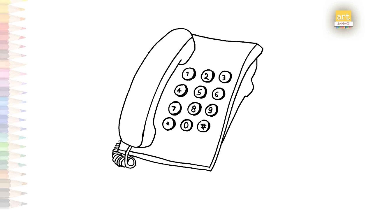 Home Telephone drawing | Draw Landline Phone drawing easy | How to draw Telephone step by step