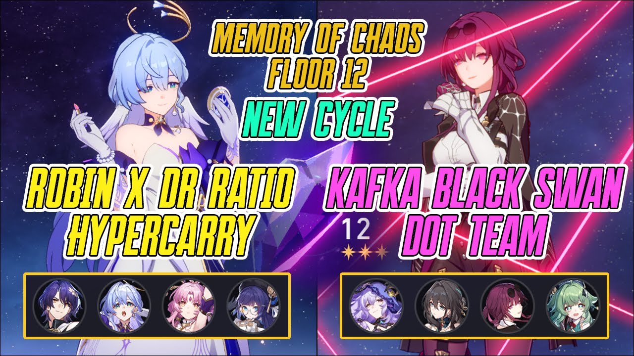 NEW Robin x Dr Ratio Hypercarry & Kafka x Black Swan Memory Of Chaos 12 3 Stars | Honkai Star Rail
